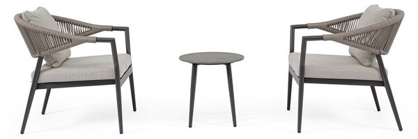 Set di mobili da giardino color kaki/grigio tortora in alluminio per 2 persone Millor – Bizzotto