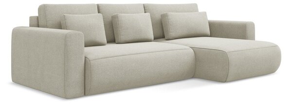 Divano angolare beige allungabile/con contenitore (con penisola a destra/con chaise lounge) Kapua – Makamii