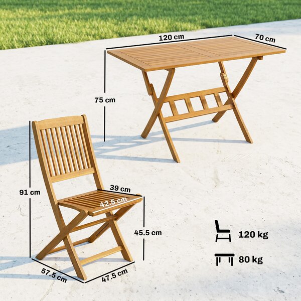 Outsunny Set da Pranzo da Giardino 5 Pezzi, Tavolo e 4 Sedie Pieghevoli | Aosom Italy