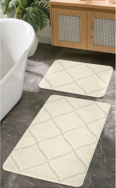 Set di tappetini per il bagno color crema 2 pz 50x80 cm Cizgili – Foutastic