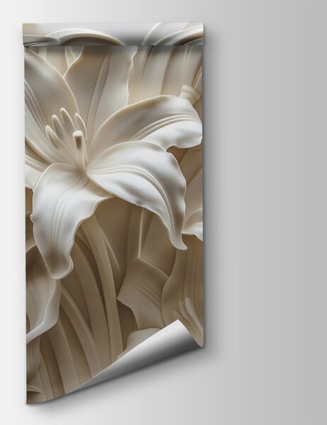 Carta da parati Scultura di fiori bianchi su una parete, Carta da parati 3d fiori, Carta da parati popolare, w01433 - Tapeko.it