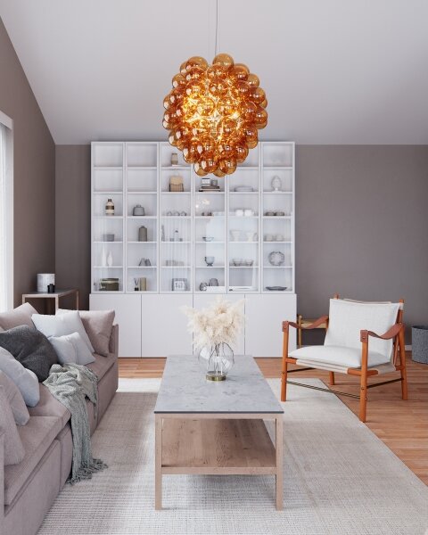 ByRydens 4202230-5512 - Lampadario a sospensione con filo DELUXE 4xE14/5W/230V fumé/marrone