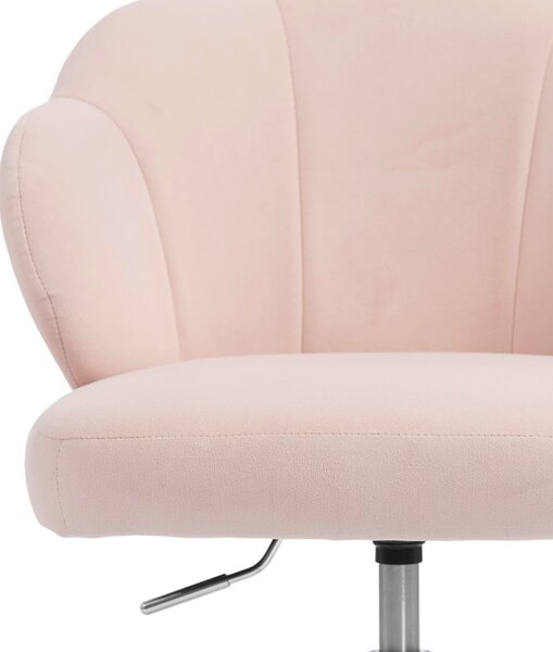HOMCOM Sedia da Ufficio in Velluto con Schienale a Petalo, Regolabile e Oscillante, Rosa | Aosom Italy