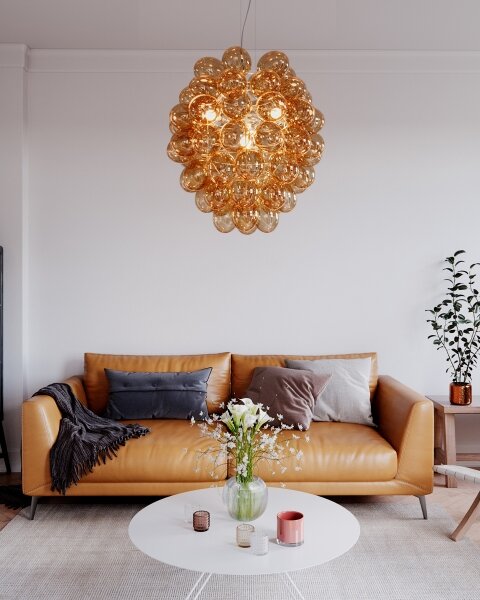 ByRydens 4202230-5512 - Lampadario a sospensione con filo DELUXE 4xE14/5W/230V fumé/marrone