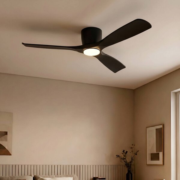 Ventilatore da soffitto LED Lucande Smart Moneno, nero, DC, Tuya Moneno Lucande, dimmerabile, Nero, Soggiorno / Sala da pranzo, Metallo, Moderno