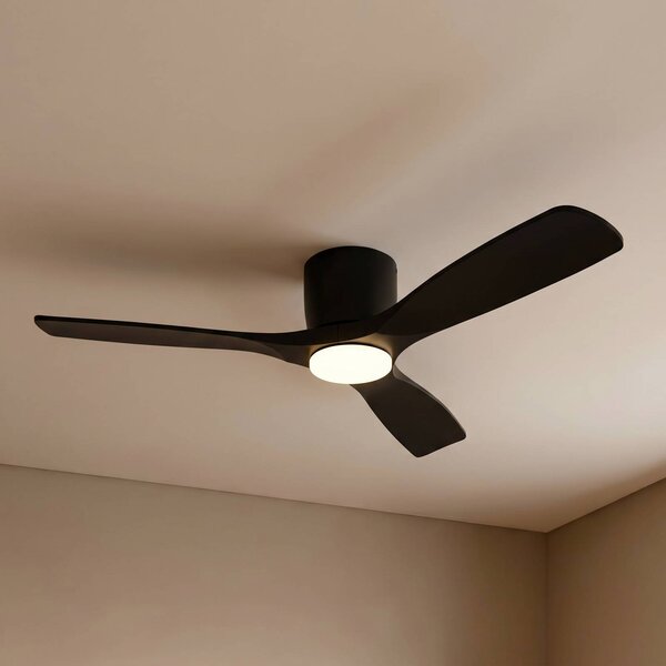 Ventilatore da soffitto LED Lucande Smart Moneno, nero, DC, Tuya Moneno Lucande, dimmerabile, Nero, Soggiorno / Sala da pranzo, Metallo, Moderno