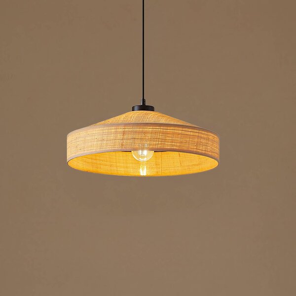Lampada a sospensione Haldor Lindby, dimmerabile, Crema / Ambra, Soggiorno / Sala da pranzo, Legno, Scandinavo, Lampada a sospensione