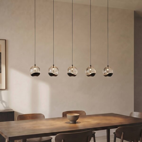 Lampada a sospensione in vetro Hayley Lucande, Chiaro / Trasparente, Soggiorno / Sala da pranzo, Vetro, Moderno, Lampada a sospensione