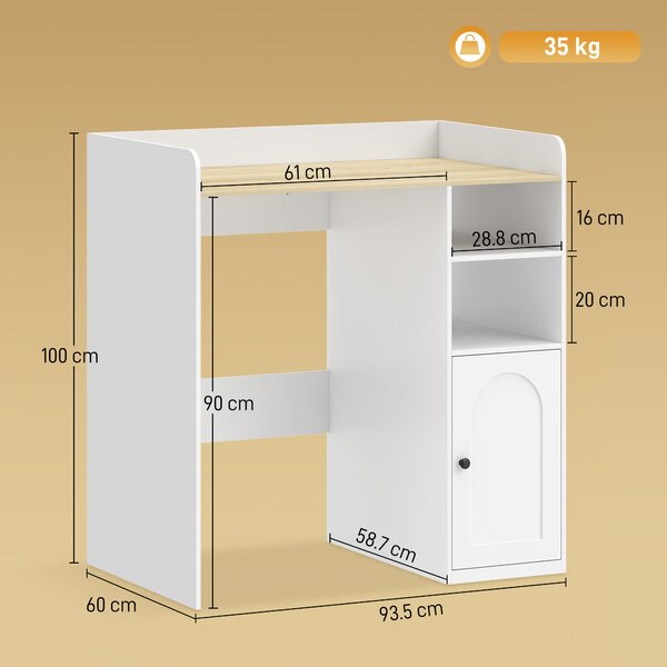 HOMCOM Mobile Sopra Lavatrice con Cerniere Ammortizzate e Ripiani Aperti, 93,5x60x100 cm, Bianco e Legno Naturale | Aosom Italy