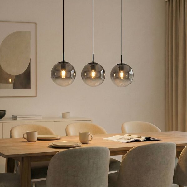 Lampada a sospensione in vetro Veloura Lucande, dimmerabile, Chiaro / Trasparente, Soggiorno / Sala da pranzo, Vetro, Design, Lampada a sospensione