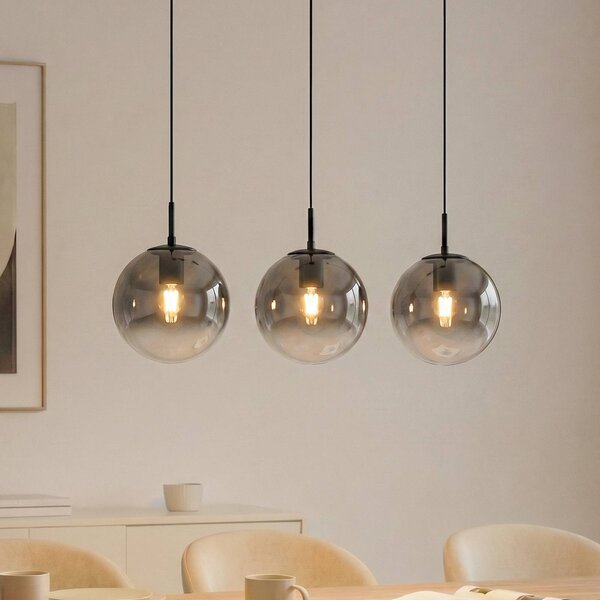 Lampada a sospensione in vetro Veloura Lucande, dimmerabile, Chiaro / Trasparente, Soggiorno / Sala da pranzo, Vetro, Design, Lampada a sospensione
