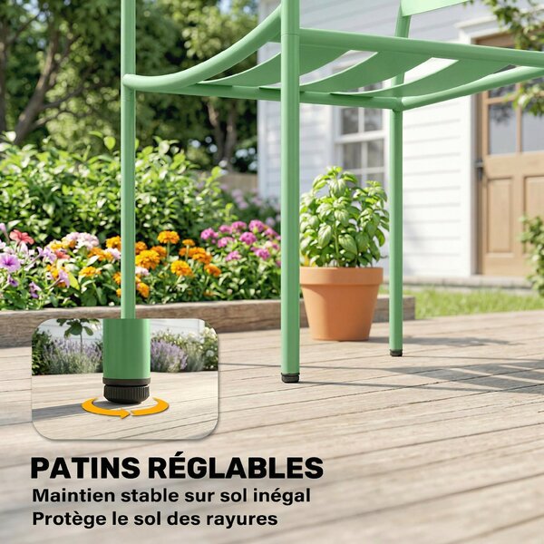 Outsunny Set da Giardino 3 Pezzi, Tavolo con Piano in Vetro Temperato e 2 Sedie a Doghe, Struttura in Acciaio Zincato, Verde | Aosom Italy