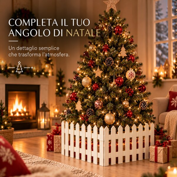 Staccionata per Albero di Natale 40x29,5x1 cm Recinto Decorativo Bianco