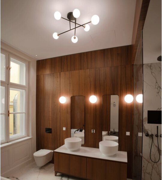 Orion DL 7-786/6 - Lampadario a plafone SNOWWHITE 6xG9/20W/230V diametro 84 cm nero/oro