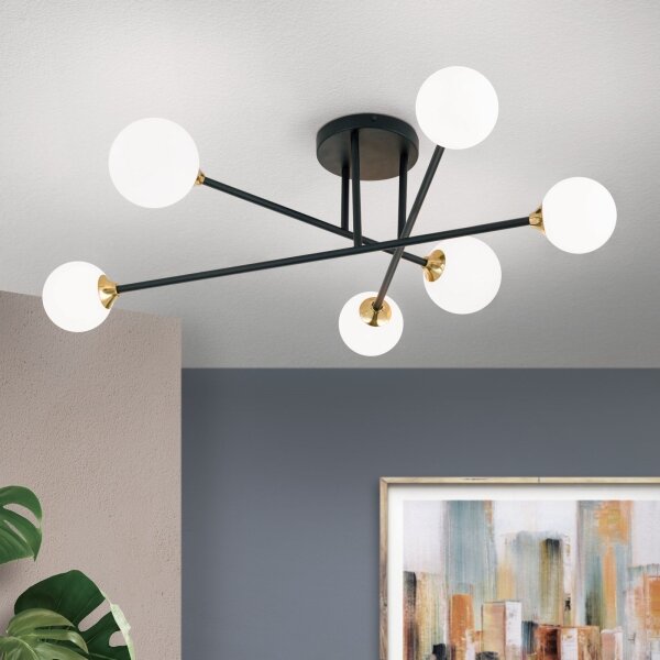 Orion DL 7-786/6 - Lampadario a plafone SNOWWHITE 6xG9/20W/230V diametro 84 cm nero/oro
