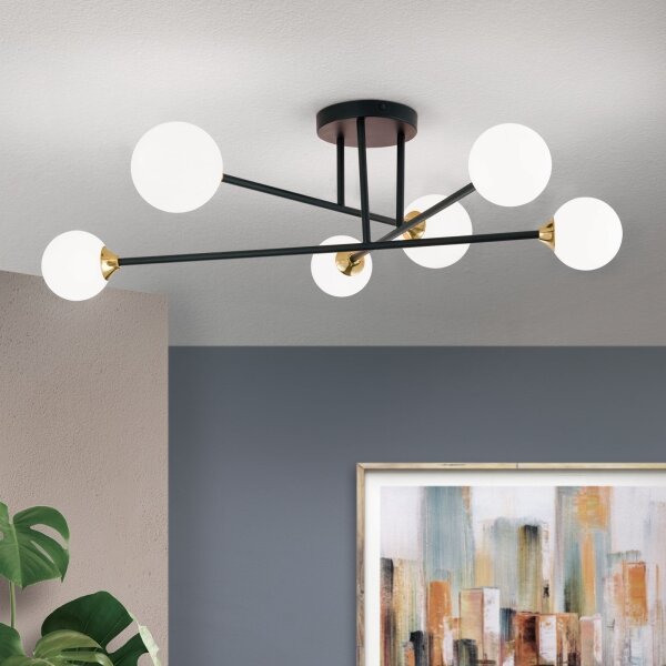 Orion DL 7-786/6 - Lampadario a plafone SNOWWHITE 6xG9/20W/230V diametro 84 cm nero/oro