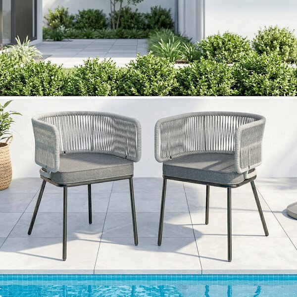 Outsunny Set di 2 Pezzi Sedie da Giardino in Polyrattan, Poltrone da Giardino con Cuscini Lavabili e Piedini Regolabili, Telaio in Acciaio, Resistenti ai Raggi UV, Grigio | Aosom Italy