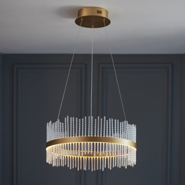 Endon 107671 - Lampadario a sospensione con filo LED dimmerabile ADRIEL LED/41W/230V 3000K oro/limpido