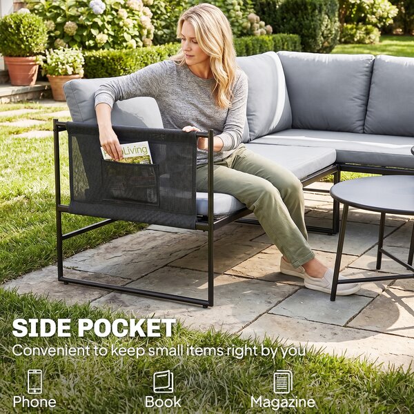 Outsunny Set Lounge da Giardino per 4-5 Persone, Set Lounge da Giardino con Divano 2 Posti, Tavolino, Poltrona e Cuscini Spessi Lavabili | Aosom Italy