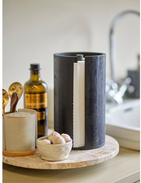 Portarotolo da cucina verticale nero in legno ø 14,5 cm Celian – Bloomingville