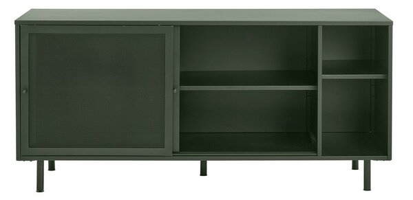 Cassettiera bassa in metallo verde scuro con ante scorrevoli 160x75 cm Veep - Unique Furniture