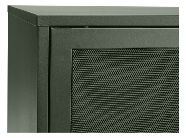 Cassettiera bassa in metallo verde scuro con ante scorrevoli 160x75 cm Veep - Unique Furniture
