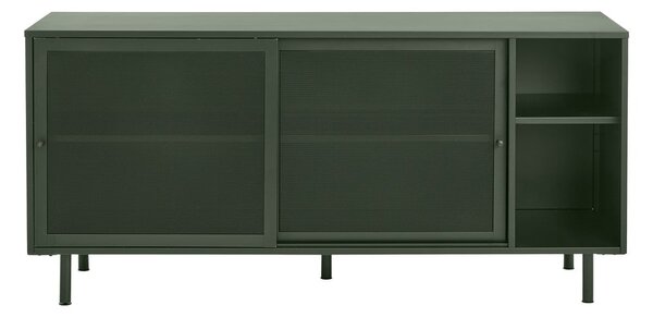 Cassettiera bassa in metallo verde scuro con ante scorrevoli 160x75 cm Veep - Unique Furniture