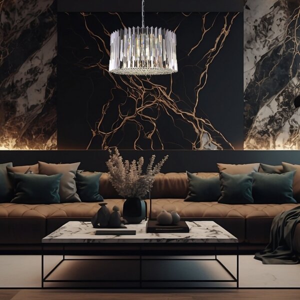 Lampadario a sospensione con catena RITZ 12xE14/40W/230V diametro 54 cm cromo lucido