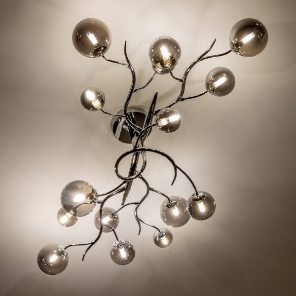 Brilagi - Lampadario a plafone LED MISTEL 15xG9/3W/230V nero cromato/fumé