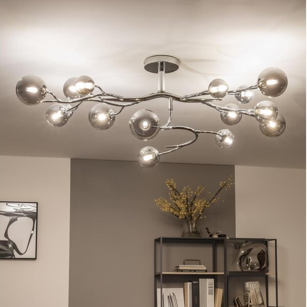 Brilagi - Lampadario a plafone LED MISTEL 15xG9/3W/230V nero cromato/fumé