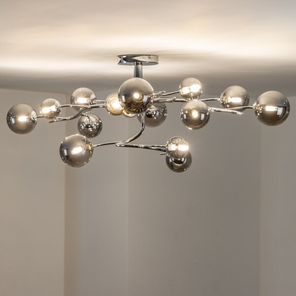 Brilagi - Lampadario a plafone LED MISTEL 15xG9/3W/230V nero cromato/fumé