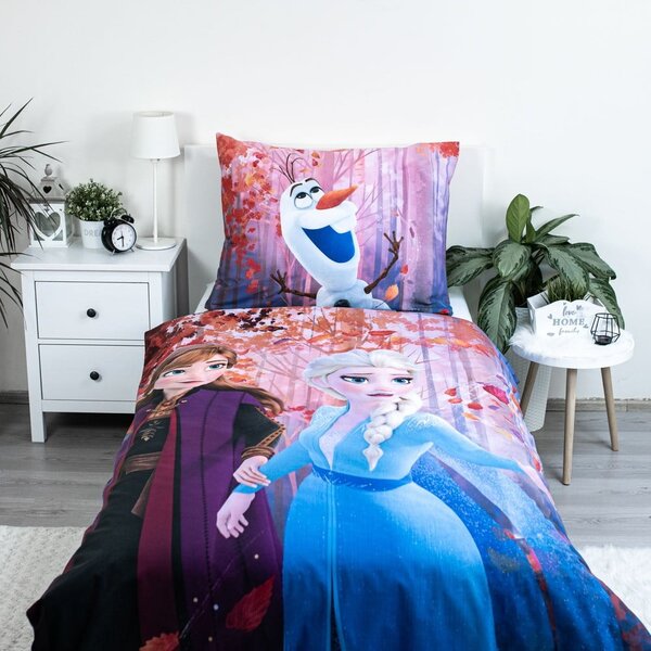 Set copripiumino e federa da bambini in cotone per letto singolo 140x200 cm Frozen "Sister Purple" – Jerry Fabrics