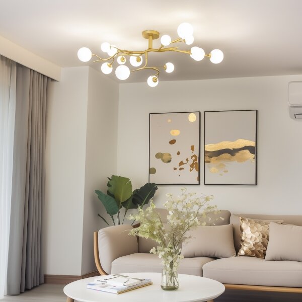 Brilagi - Lampadario a plafone LED MISTEL 15xG9/3W/230V oro/bianco