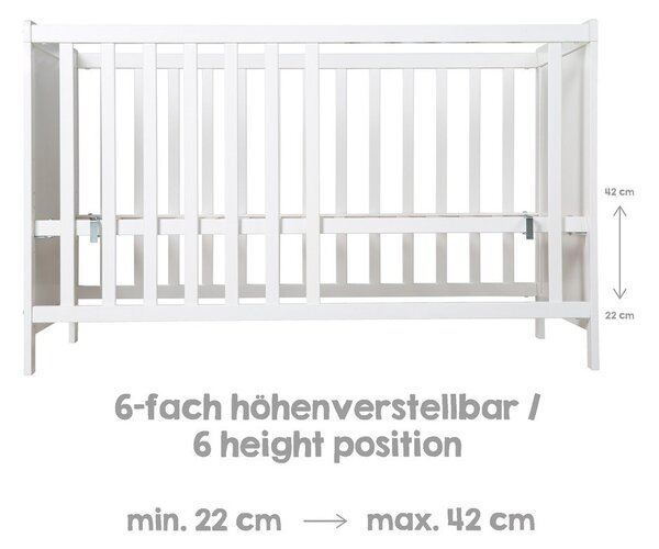 Lettino bianco 60x120 cm Hamburg – Roba