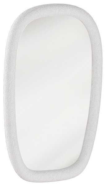 HOMCOM Specchio da Parete Irregolare 60 cm, Specchio da Bagno con Vetro Temperato e Cornice Effetto Pietra, Bianco | Aosom Italy