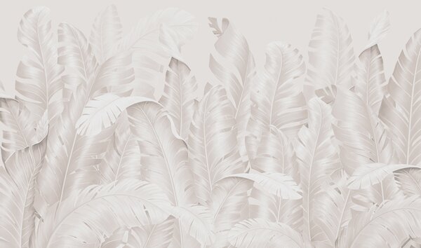 Carta da parati Foglie tropicali beige pastello alla moda, Carta da parati Foresta, Carta da parati Tropici della Foresta, w01481 : Uwalls.it