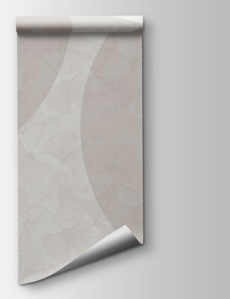 Carta da parati Sfondo grigio e bianco con cerchi e linee, Carta da parati Foglie 3D, Carta da parati popolare, w01465 - Tapeko.it
