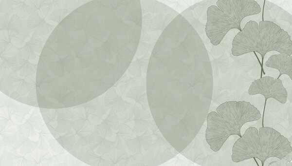 Carta da parati Grandi foglie di ginkgo e geometria di colore verde, Carta da parati 3D, Fotomurali Foglie 3D, w01465v2 : Uwalls.it