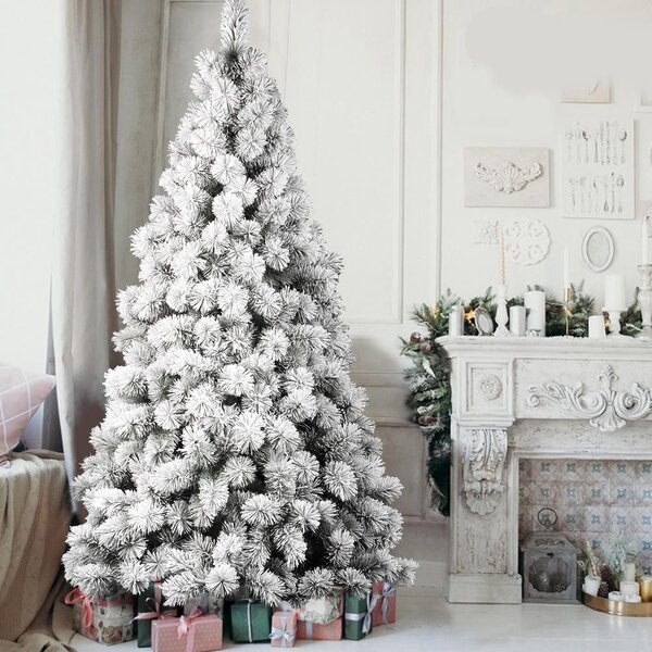Albero di Natale Innevato Des Alpes Ø93x180 cm 312 Rami Super Folto con Effetto Neve in PVC Verde