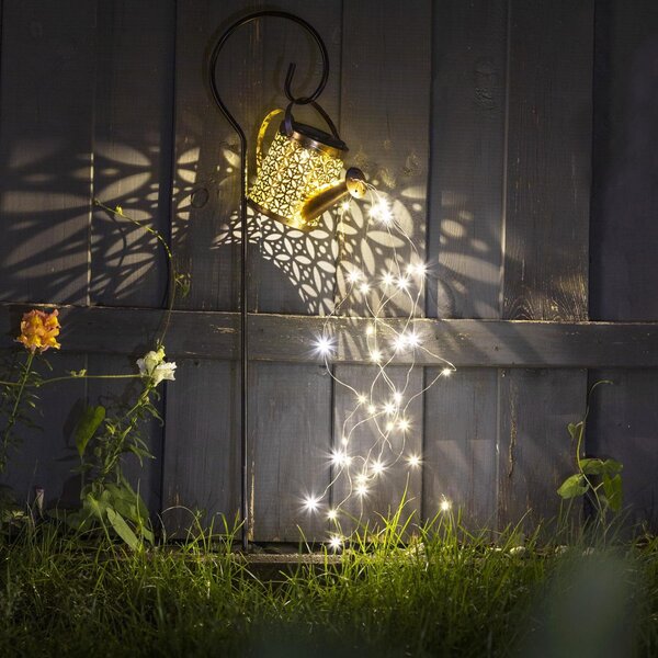 HI 70418 LED innaffiatoio solare con 37 LED bianco caldo
