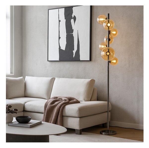 Brilagi - Lampada da terra LED MILLA 7xG9/3W/230V nero cromato/oro