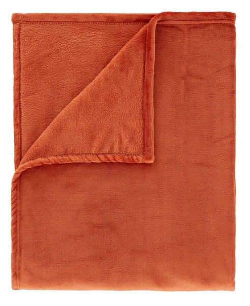 Copriletto arancione in micropush per letto matrimoniale 200x240 cm Raschel - Catherine Lansfield