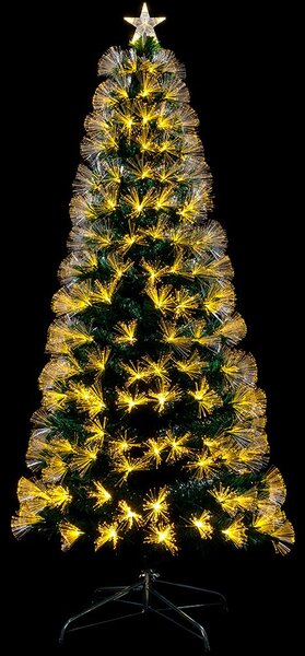 Albero di Natale Luminoso 60 cm con 65 LED a Fibra Ottica 8 Giochi di Luce e Stella LED in PVC Verde