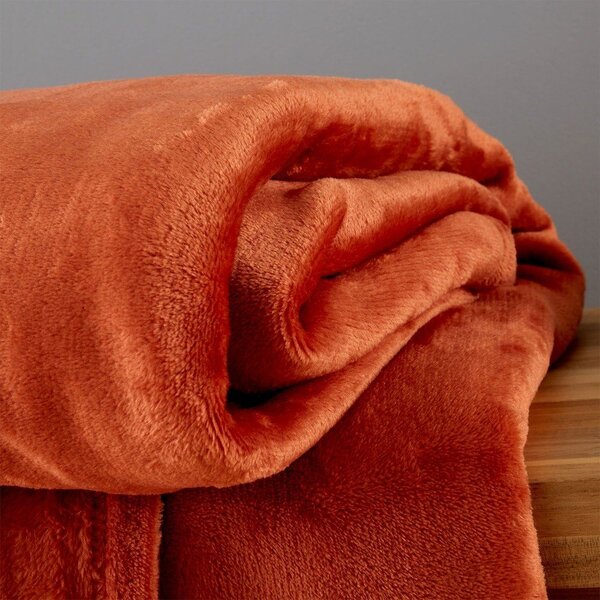 Copriletto arancione in micropush per letto matrimoniale 200x240 cm Raschel - Catherine Lansfield