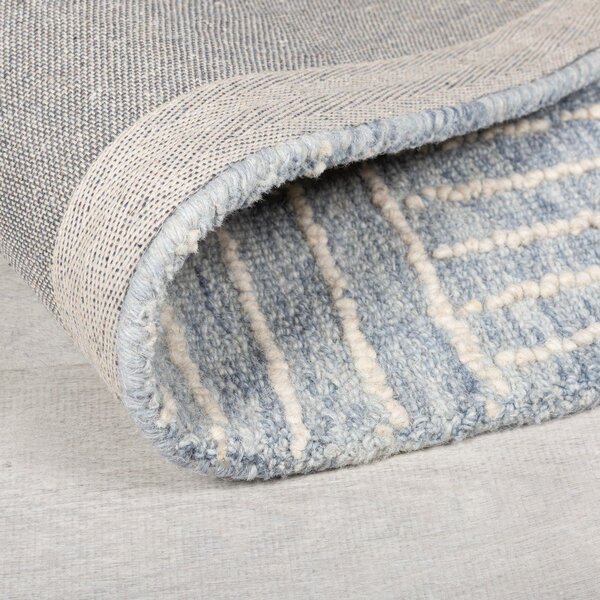 Tappeto in lana blu chiaro tessuto a mano 120x170 cm Memphis Wool - Flair Rugs