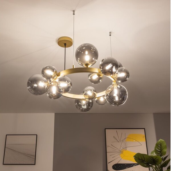 Brilagi - Lampadario LED a sospensione con filo MILLA 15xG9/3W/230V oro/fumé