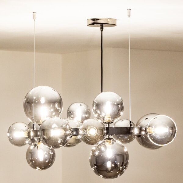 Brilagi - Lampadario LED a sospensione con cavo MILLA 15xG9/3W/230V nero cromato/fumé