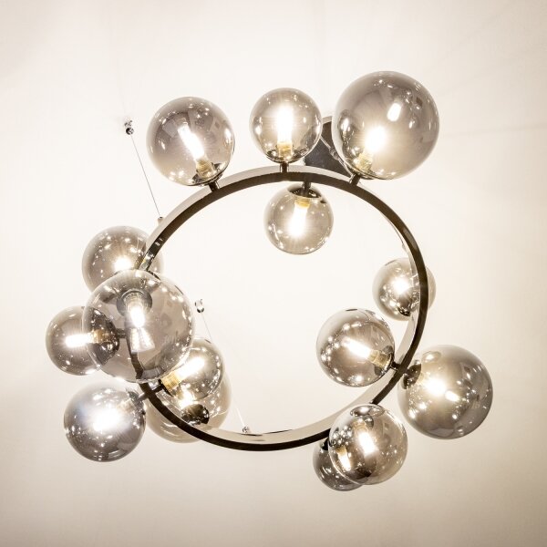 Brilagi - Lampadario LED a sospensione con cavo MILLA 15xG9/3W/230V nero cromato/fumé