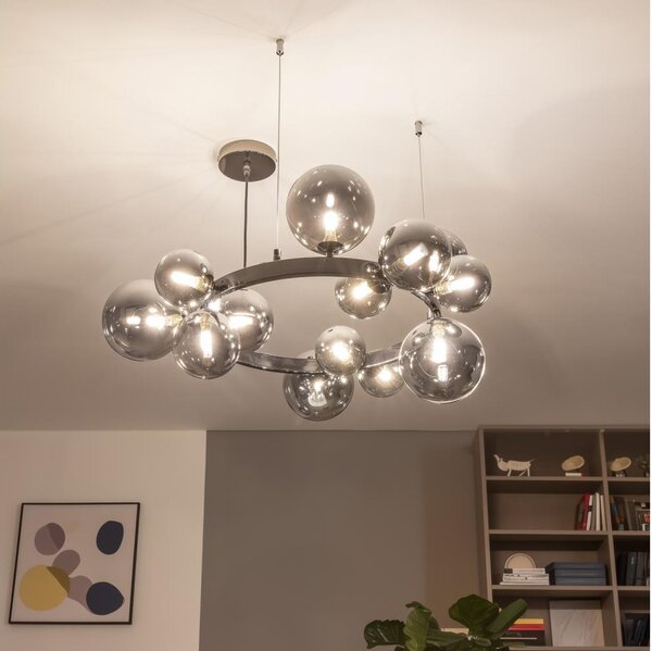 Brilagi - Lampadario LED a sospensione con cavo MILLA 15xG9/3W/230V nero cromato/fumé