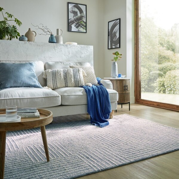 Tappeto in lana blu chiaro tessuto a mano 120x170 cm Memphis Wool - Flair Rugs
